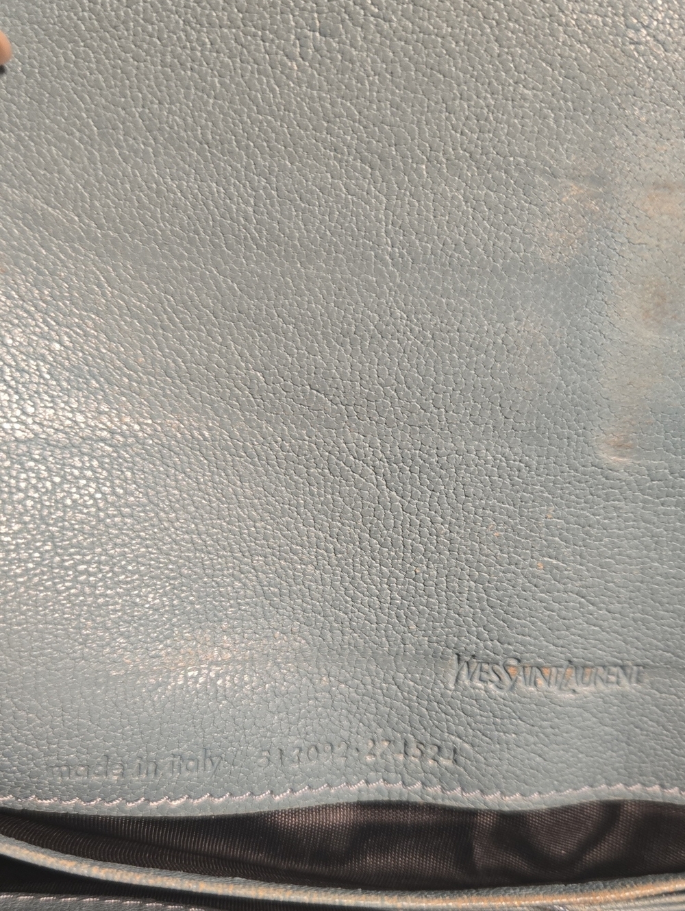 Saint Laurent Light Blue Leather Wallet with Gold Y Detail - Picture 3 of 15